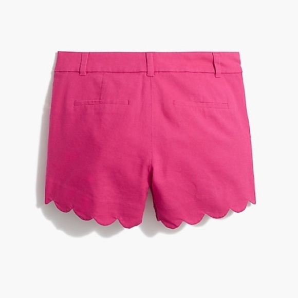 J Crew Linen Scallop Hem Shorts Pink Bright Begonia New 4 Preppy - Picture 6 of 9